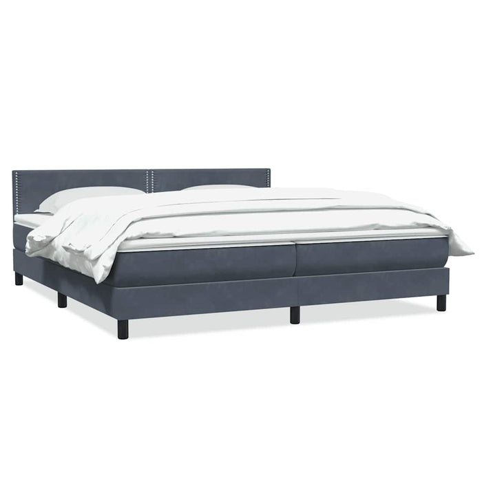 Pat box spring cu saltea, gri închis, 200x210 cm, catifea WALTI