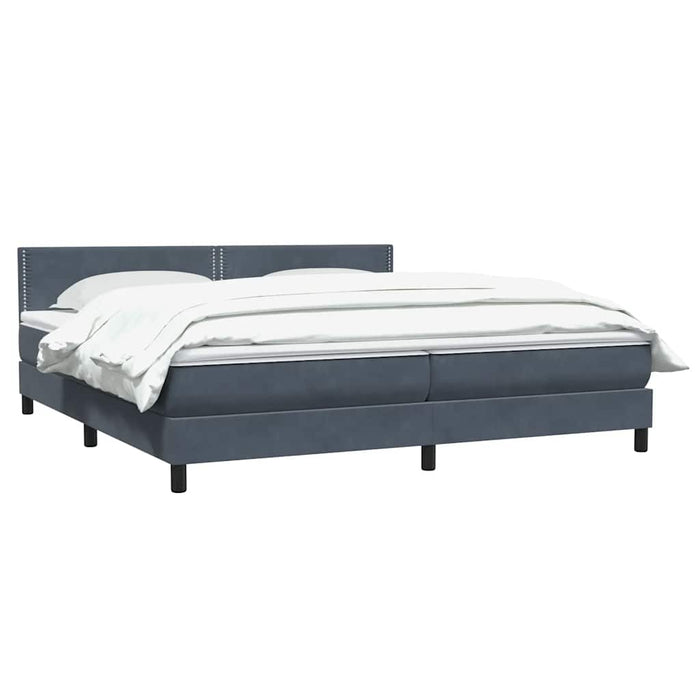 Pat box spring cu saltea, gri închis, 200x210 cm, catifea WALTI