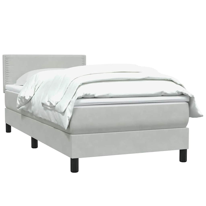 Pat box spring cu saltea, gri deschis, 80x220 cm, catifea - WALTI WALTI