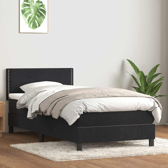 Pat box spring cu saltea, negru, 80x220 cm, catifea - WALTI WALTI