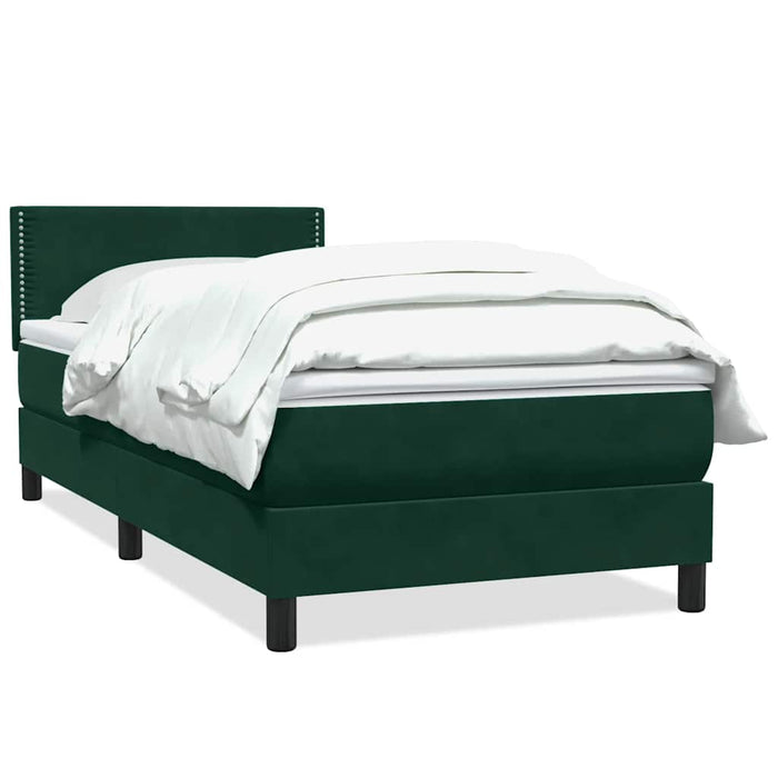 Pat box spring cu saltea, verde închis, 100x220 cm, catifea WALTI