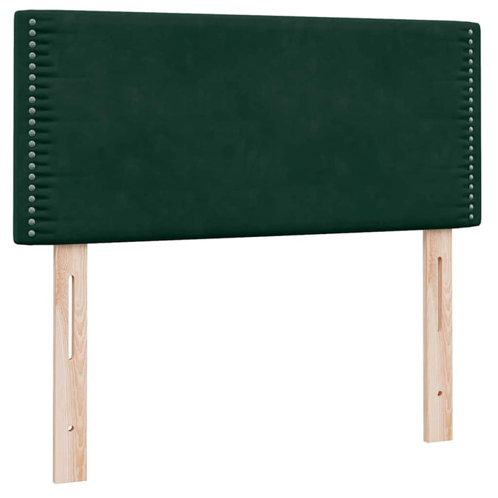 Pat box spring cu saltea, verde închis, 100x220 cm, catifea WALTI