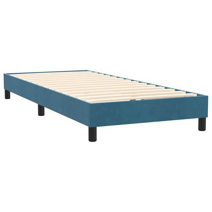 Pat box spring cu saltea, albastru închis, 100x220 cm, catifea WALTI