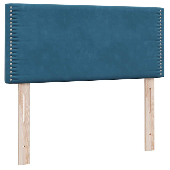 Pat box spring cu saltea, albastru închis, 100x220 cm, catifea WALTI