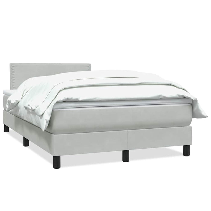 Pat continental cu saltea, gri deschis, 120x220 cm, catifea WALTI