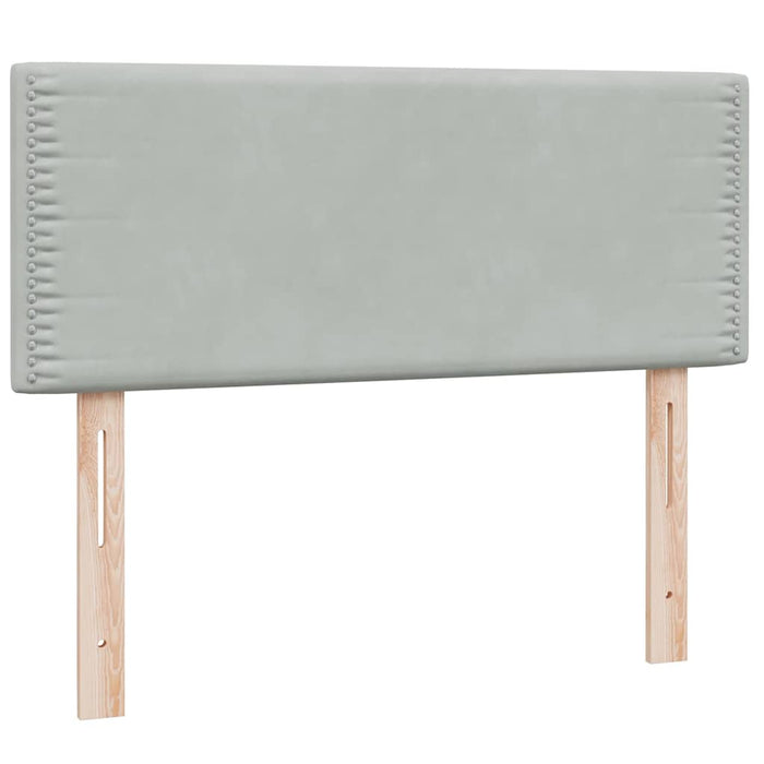 Pat continental cu saltea, gri deschis, 120x220 cm, catifea WALTI