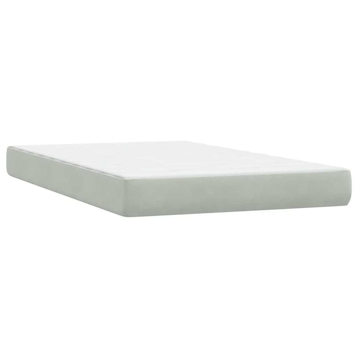 Pat continental cu saltea, gri deschis, 120x220 cm, catifea WALTI