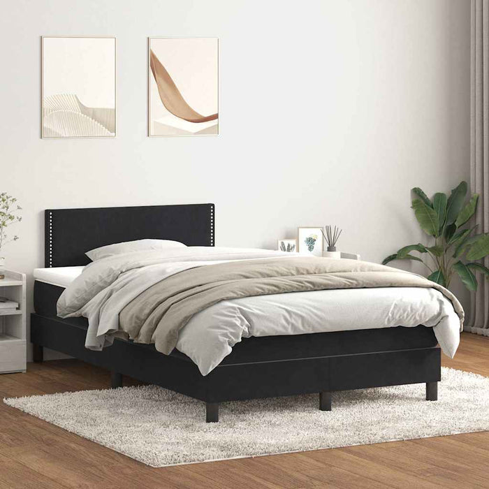 Pat box spring cu saltea, negru, 120x220 cm, catifea WALTI