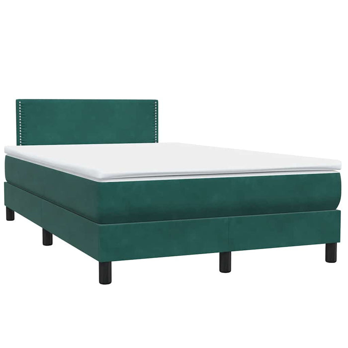 Pat box spring cu saltea, verde închis, 120x220 cm, catifea WALTI