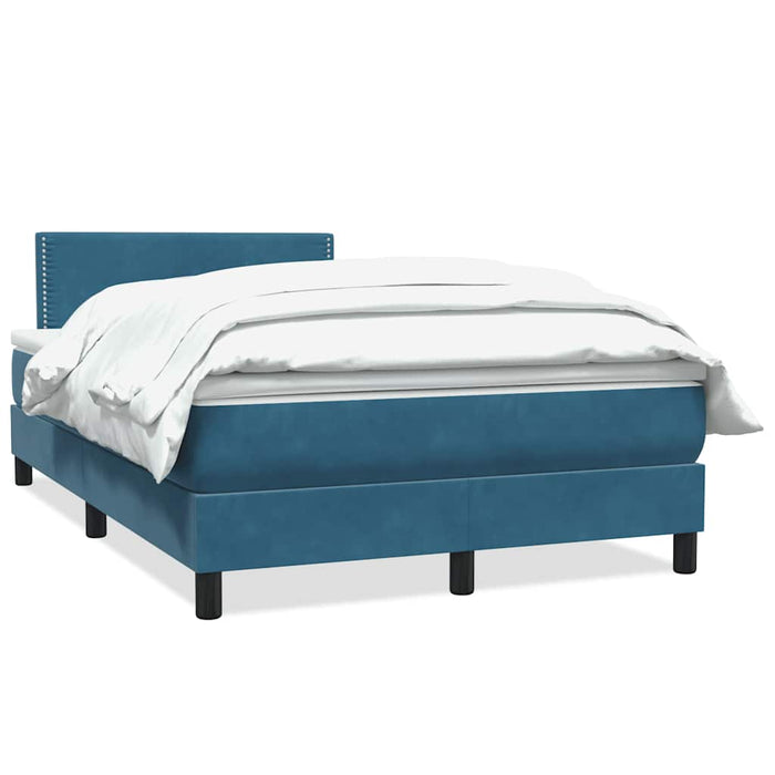 Pat box spring cu saltea, albastru închis, 120x220 cm, catifea WALTI