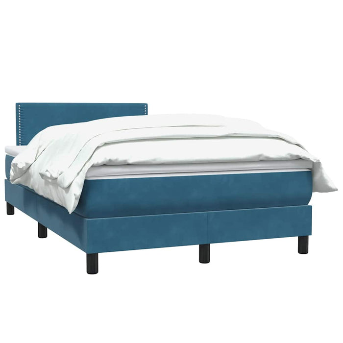 Pat box spring cu saltea, albastru închis, 120x220 cm, catifea WALTI