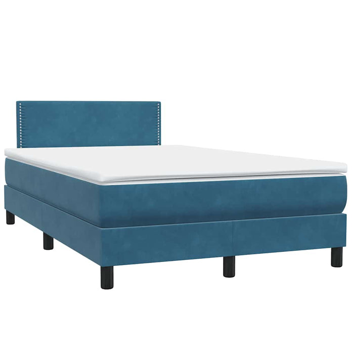 Pat box spring cu saltea, albastru închis, 120x220 cm, catifea WALTI