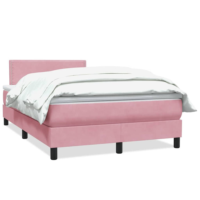 Pat box spring cu saltea, roz, 120x220 cm, catifea WALTI