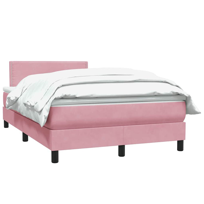 Pat box spring cu saltea, roz, 120x220 cm, catifea WALTI