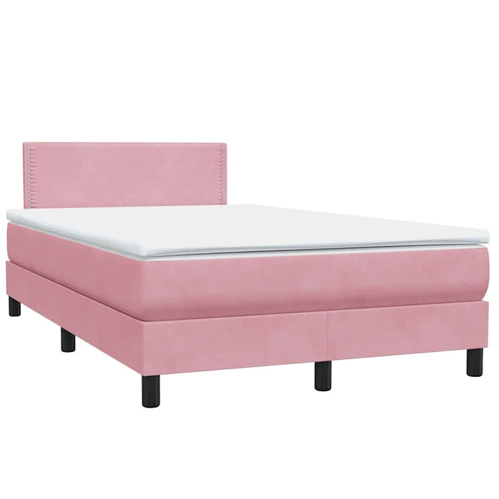 Pat box spring cu saltea, roz, 120x220 cm, catifea WALTI