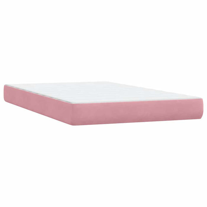 Pat box spring cu saltea, roz, 120x220 cm, catifea WALTI