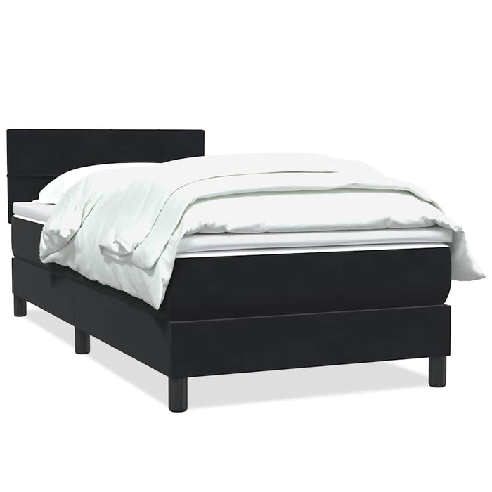 Pat box spring cu saltea, negru, 100x210 cm, catifea WALTI