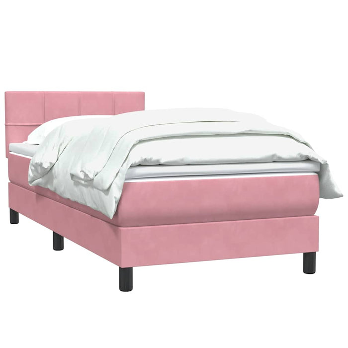 Pat box spring cu saltea, roz, 100x210 cm, catifea WALTI