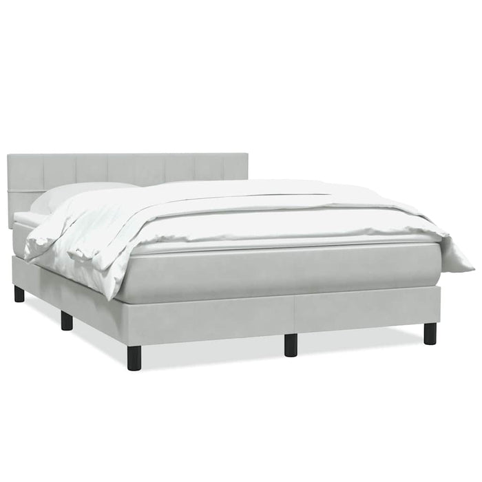 Pat box spring cu saltea, gri deschis, 160x210 cm, catifea - WALTI WALTI