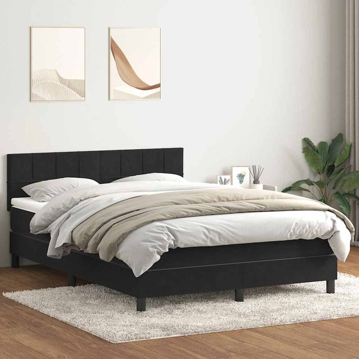 Pat box spring cu saltea, negru, 160x210 cm, catifea - WALTI WALTI