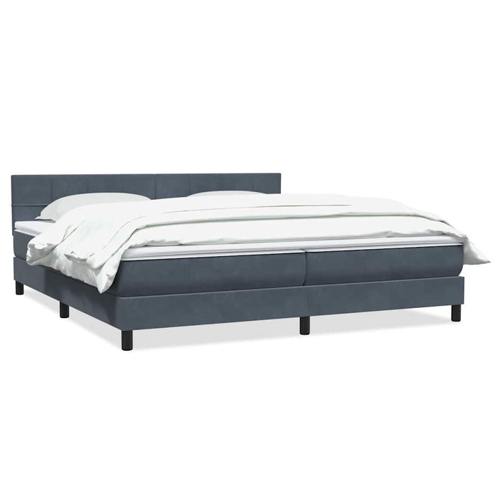 Pat box spring cu saltea, gri închis, 200x210 cm, catifea WALTI