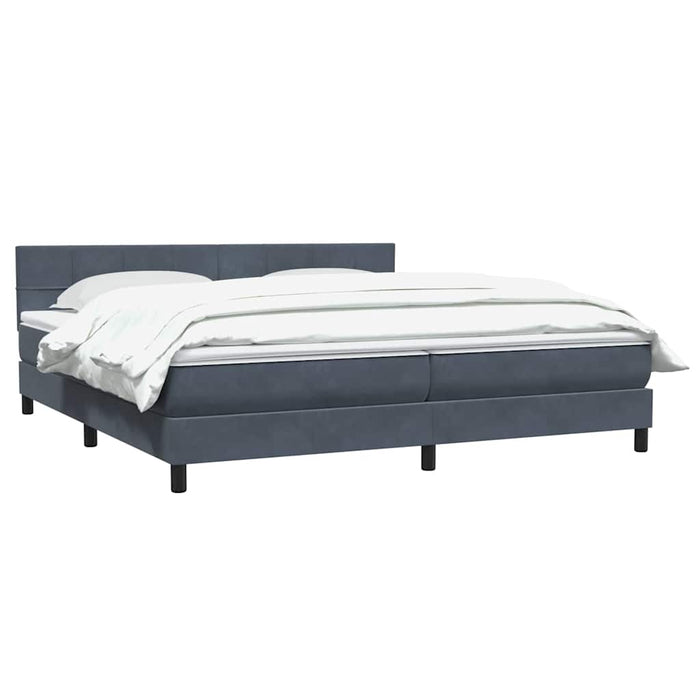 Pat box spring cu saltea, gri închis, 200x210 cm, catifea WALTI