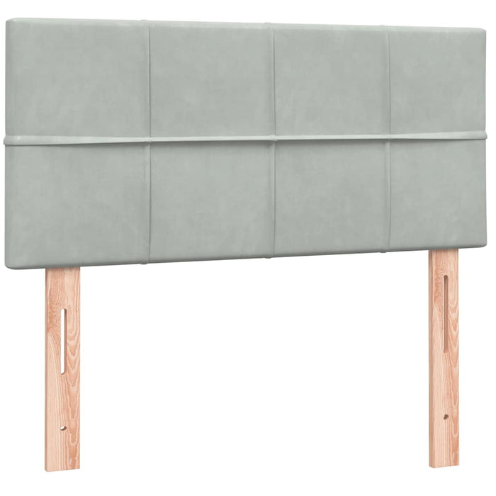 Pat box spring cu saltea, gri deschis, 80x220 cm, catifea WALTI