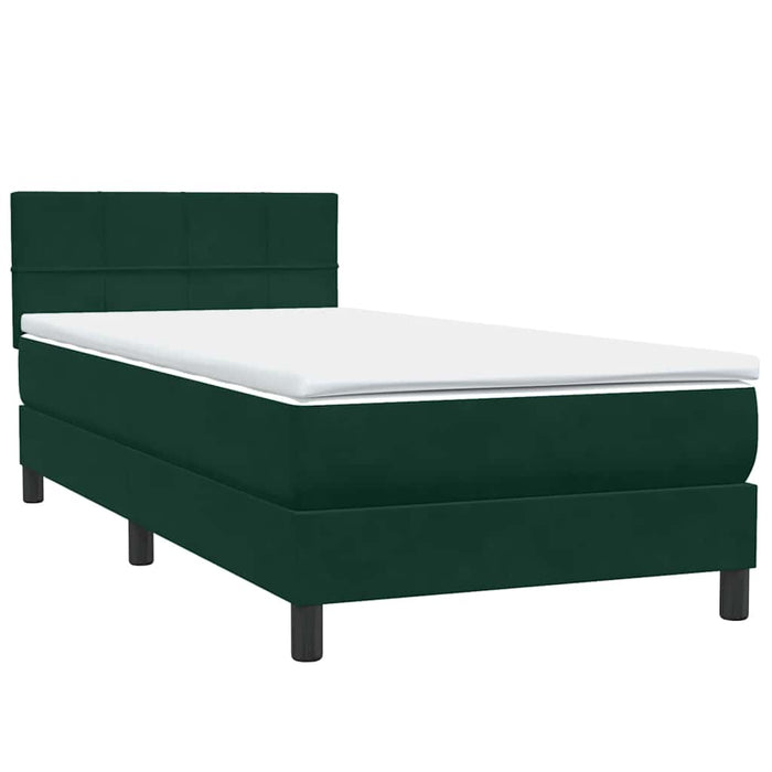 Pat box spring cu saltea, verde închis, 80x220 cm, catifea - WALTI WALTI