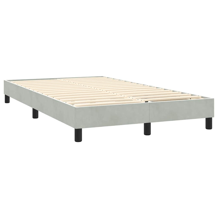 Pat continental cu saltea, gri deschis, 120x220 cm, catifea WALTI