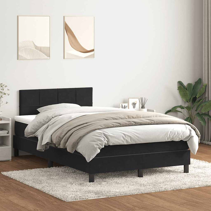 Pat box spring cu saltea, negru, 120x220 cm, catifea WALTI