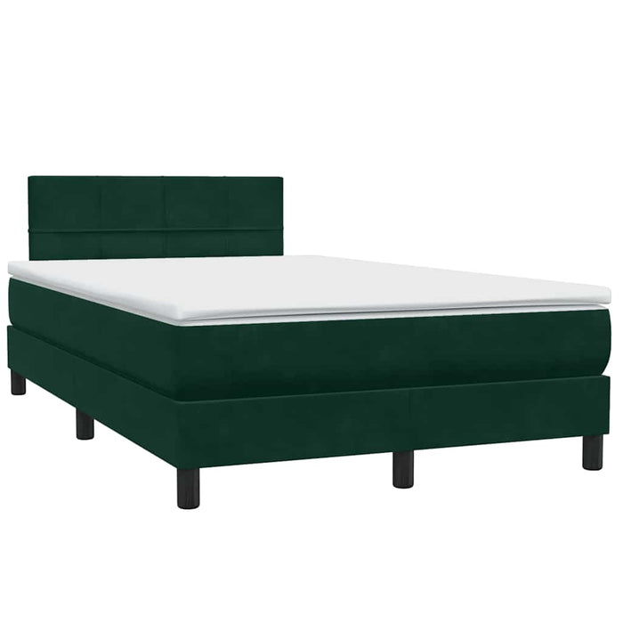 Pat box spring cu saltea, verde închis, 120x220 cm, catifea WALTI