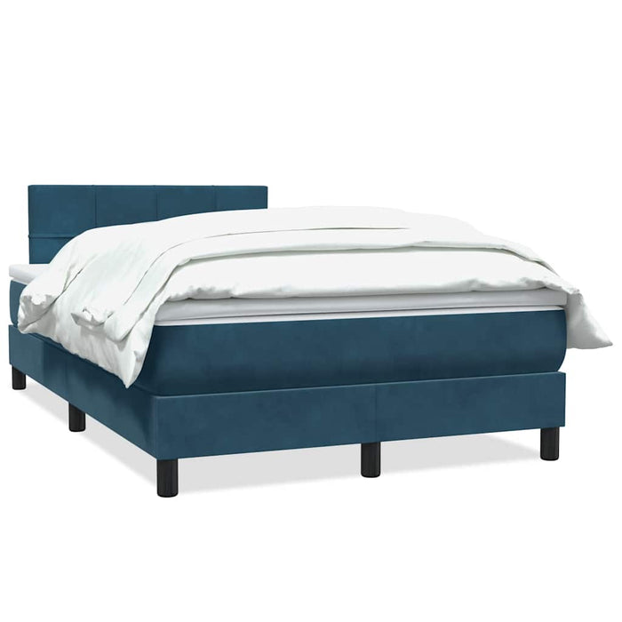Pat box spring cu saltea, albastru închis, 120x220 cm, catifea WALTI