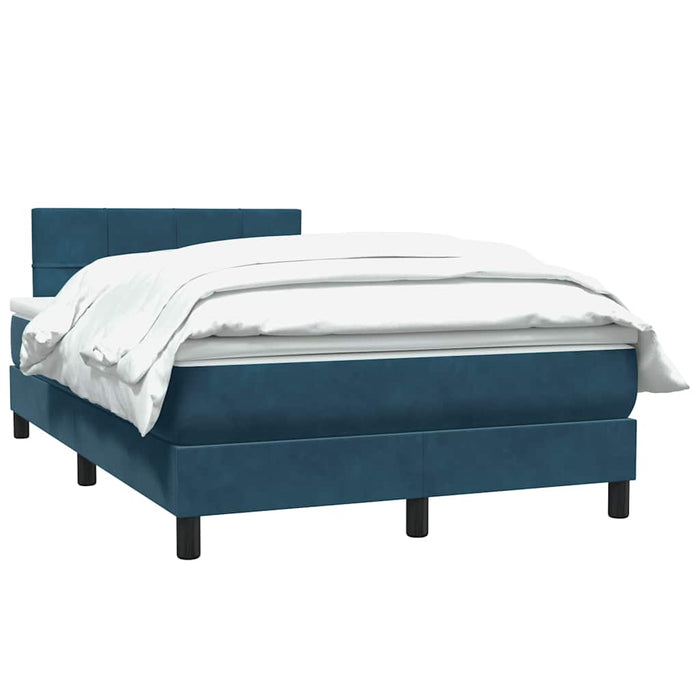 Pat box spring cu saltea, albastru închis, 120x220 cm, catifea WALTI