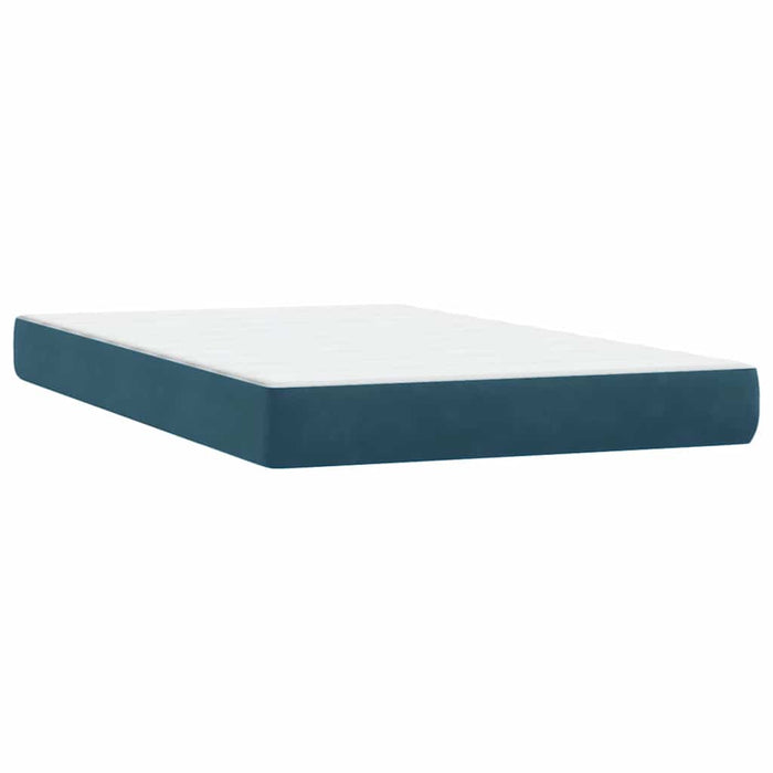 Pat box spring cu saltea, albastru închis, 120x220 cm, catifea WALTI