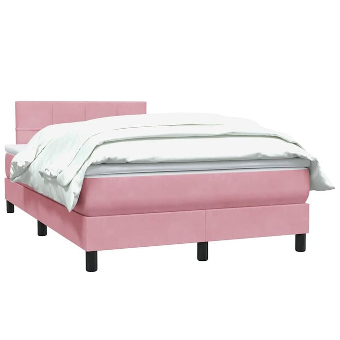 Pat box spring cu saltea, roz, 120x220 cm, catifea WALTI