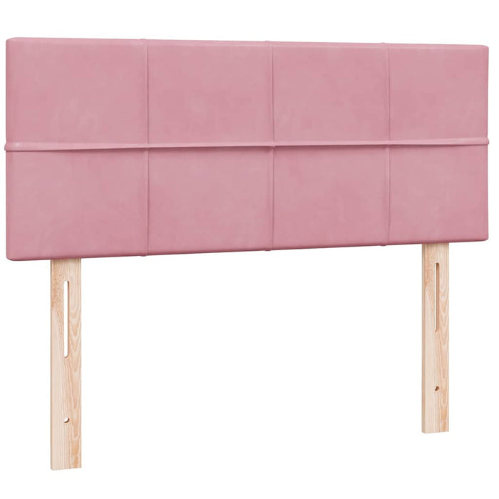 Pat box spring cu saltea, roz, 120x220 cm, catifea WALTI