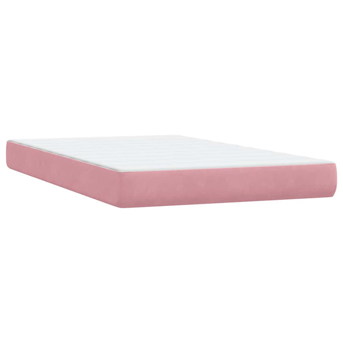 Pat box spring cu saltea, roz, 120x220 cm, catifea WALTI