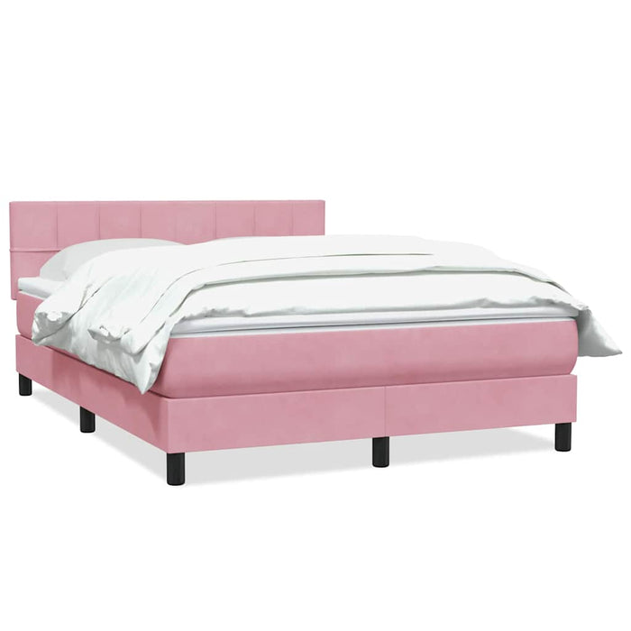 Pat box spring cu saltea, roz, 140x220 cm, catifea WALTI
