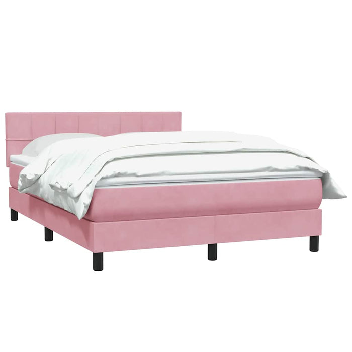 Pat box spring cu saltea, roz, 140x220 cm, catifea WALTI