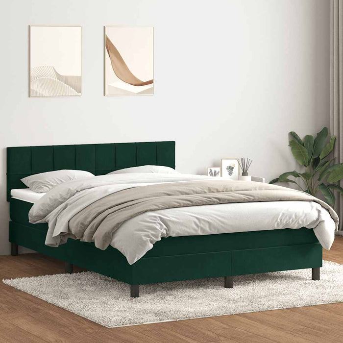Pat box spring cu saltea, verde închis, 160x220 cm, catifea - WALTI WALTI
