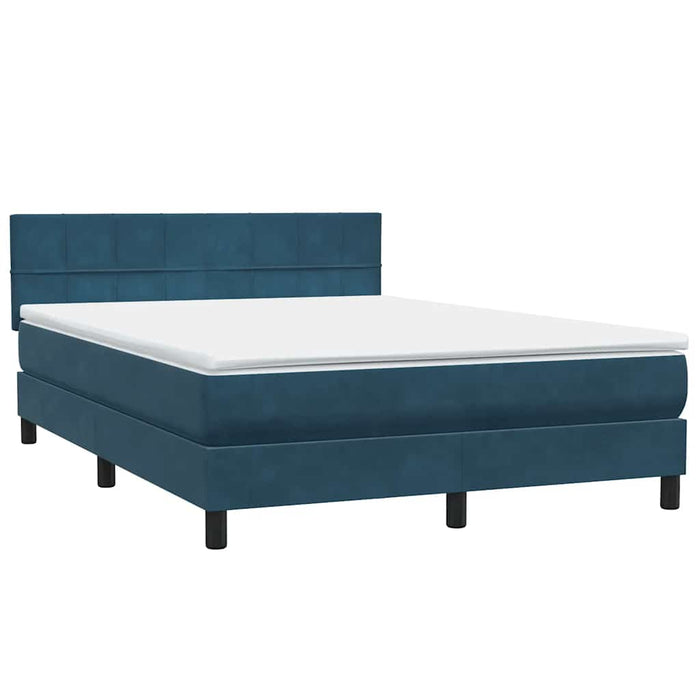 Pat box spring cu saltea, albastru închis, 160x220 cm, catifea WALTI