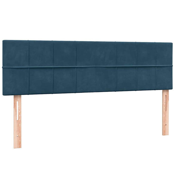Pat box spring cu saltea, albastru închis, 160x220 cm, catifea WALTI