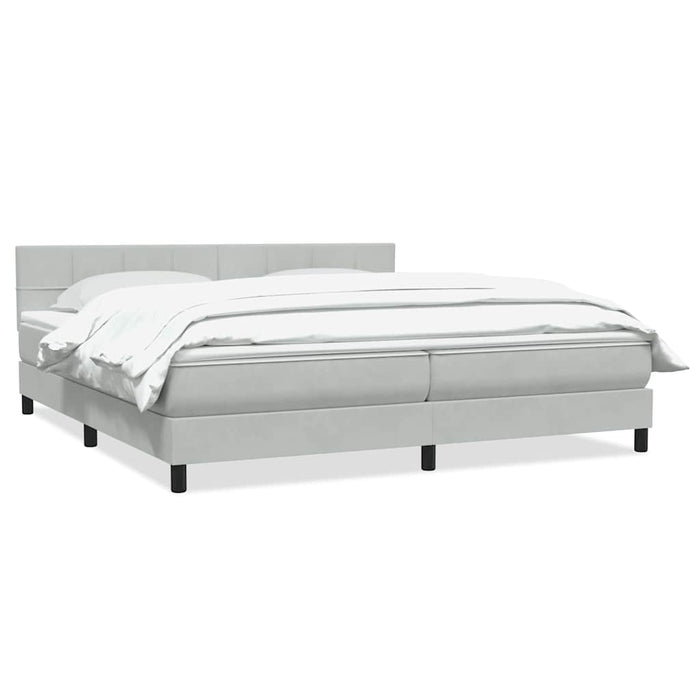 Pat cu arcuri cu saltea gri deschis 180x220 cm catifea WALTI