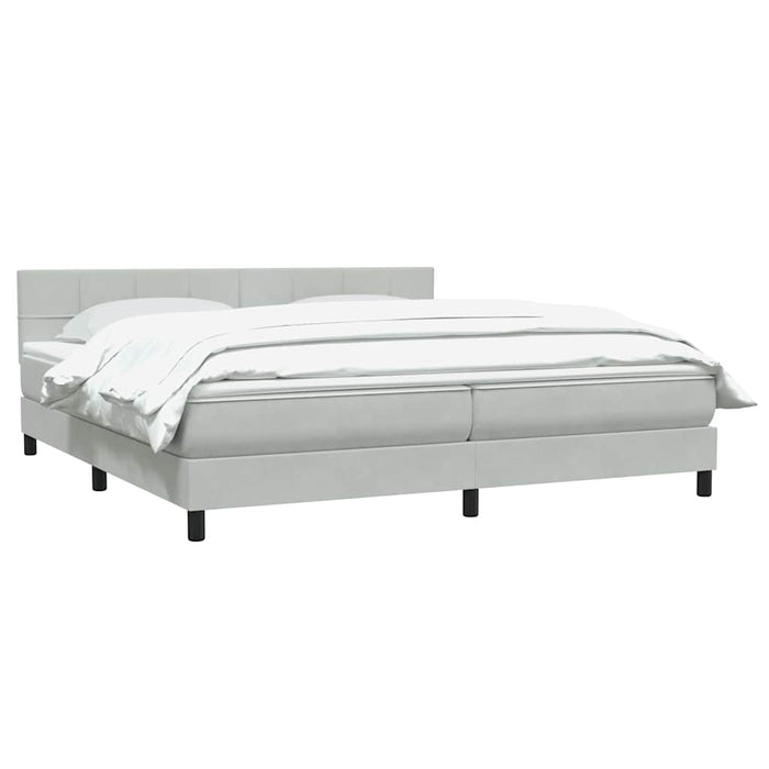 Pat cu arcuri cu saltea gri deschis 180x220 cm catifea WALTI