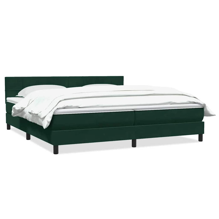 Pat box spring cu saltea, verde închis, 180x220 cm, catifea WALTI