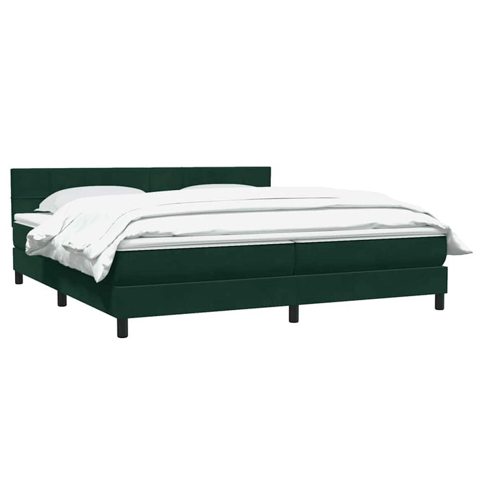 Pat box spring cu saltea, verde închis, 180x220 cm, catifea WALTI