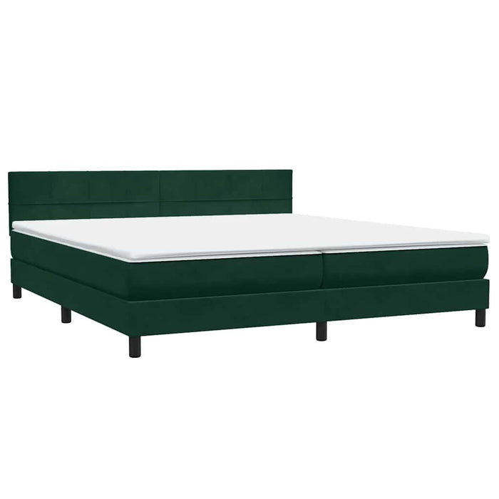 Pat box spring cu saltea, verde închis, 180x220 cm, catifea WALTI