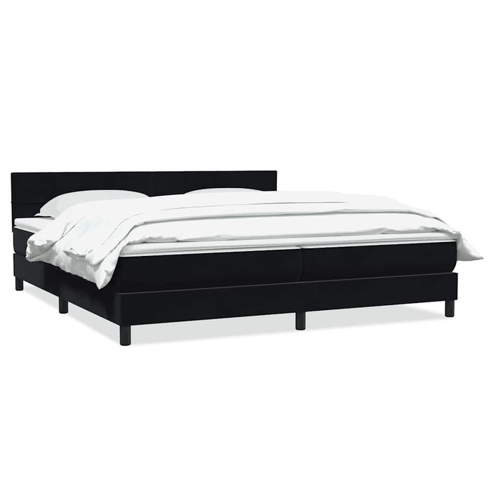 Pat box spring cu saltea, negru, 200x220 cm, catifea WALTI