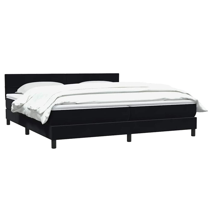 Pat box spring cu saltea, negru, 200x220 cm, catifea WALTI