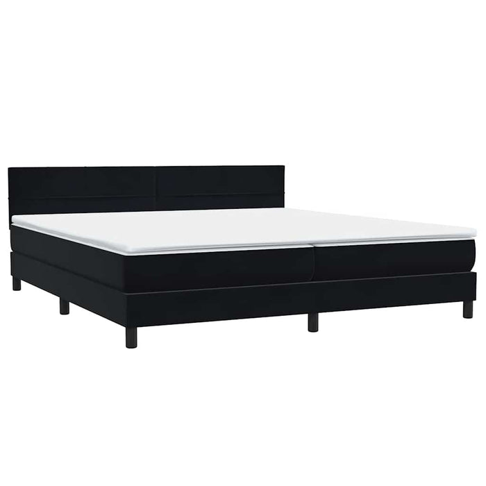 Pat box spring cu saltea, negru, 200x220 cm, catifea WALTI